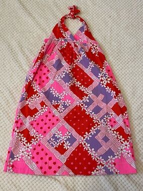 Nalii Honolulu Hawaiian halter dress pink purple red floral pattern size 6